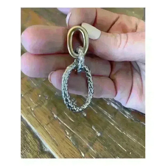 Two Toned Gold and Silver Triple Dangle Earrings - Picture 3 of 4